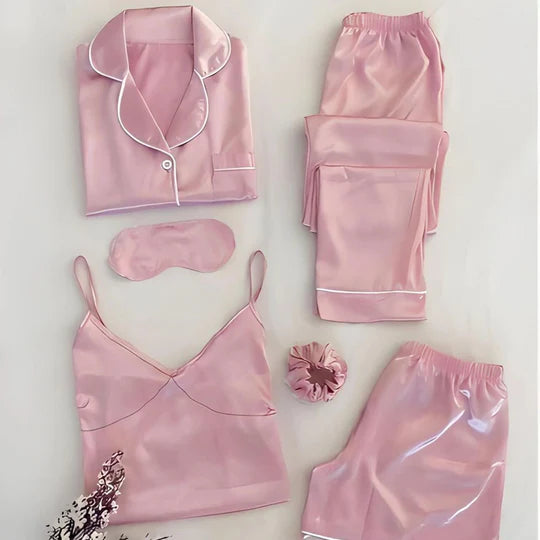 6 in 1 Silk Nighty Set