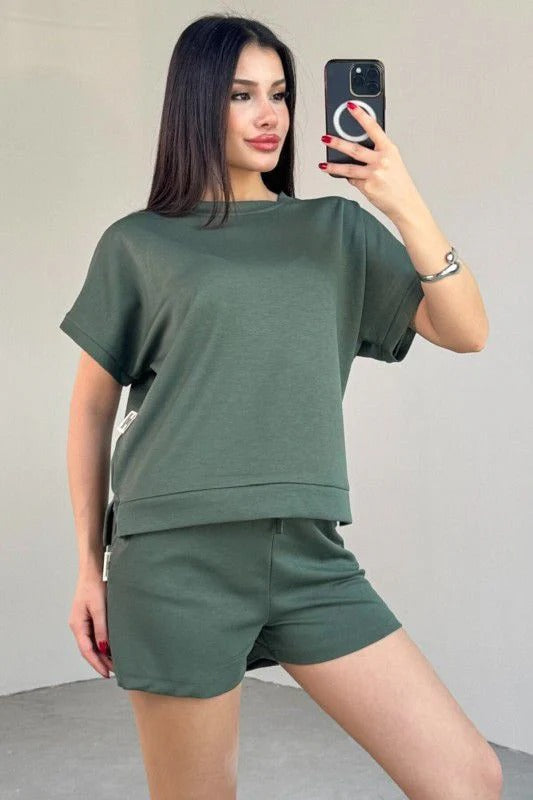 Casual Two-Piece Top & Shorts Set